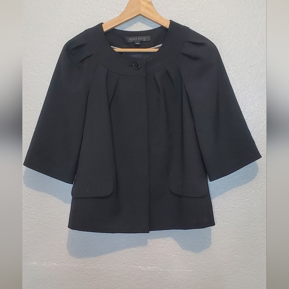 Anne Klein Black Cape Blazer Jacket Dress Coat Size 4 - Picture 1 of 7